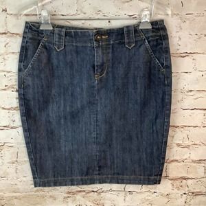 PERSONAL IDENTITY Women's Denim Skirt Size 7 zip straight jean skirt D